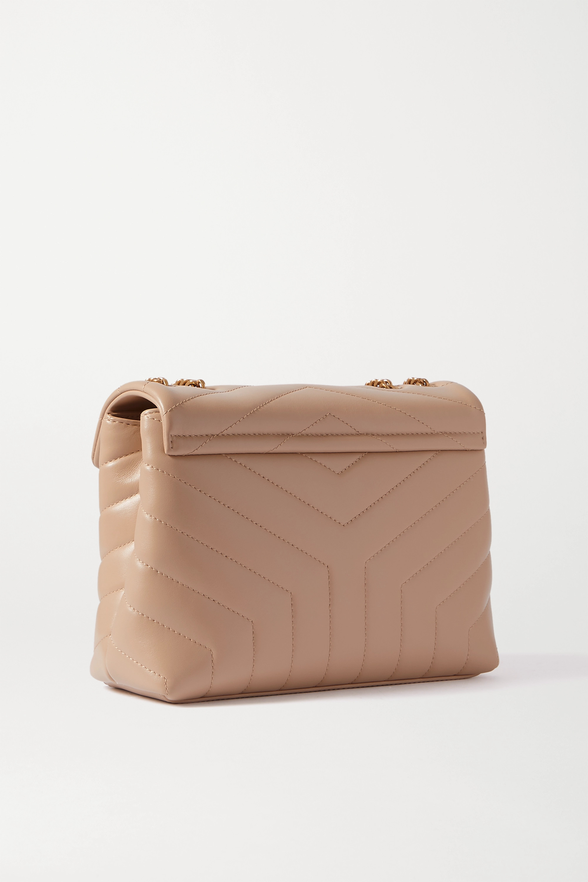 SAINT LAURENT Loulou small quilted leather shoulder bag beige