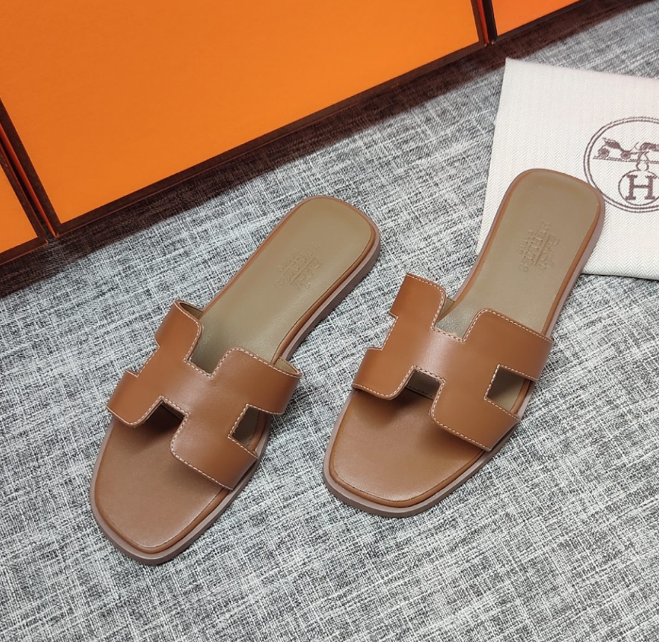 Hermes premium cowhide classic flat slippers