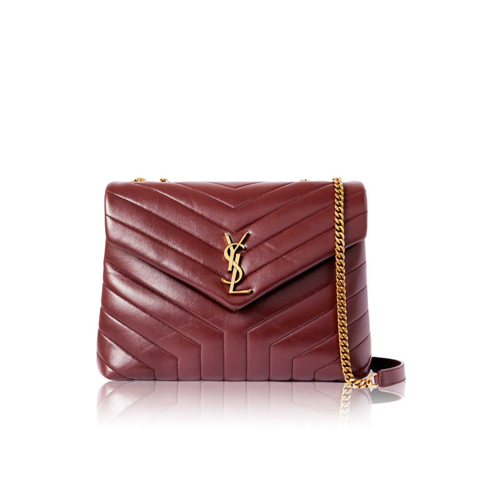SAINT LAURENT Loulou medium quilted leather shoulder bag burgundy