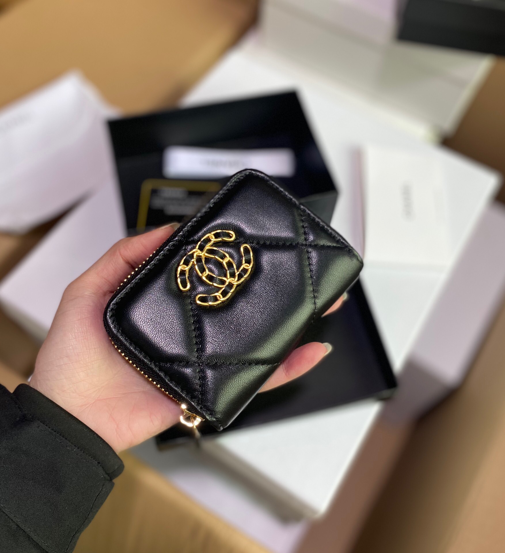 Chanel Lambskin Zip Coin Purse