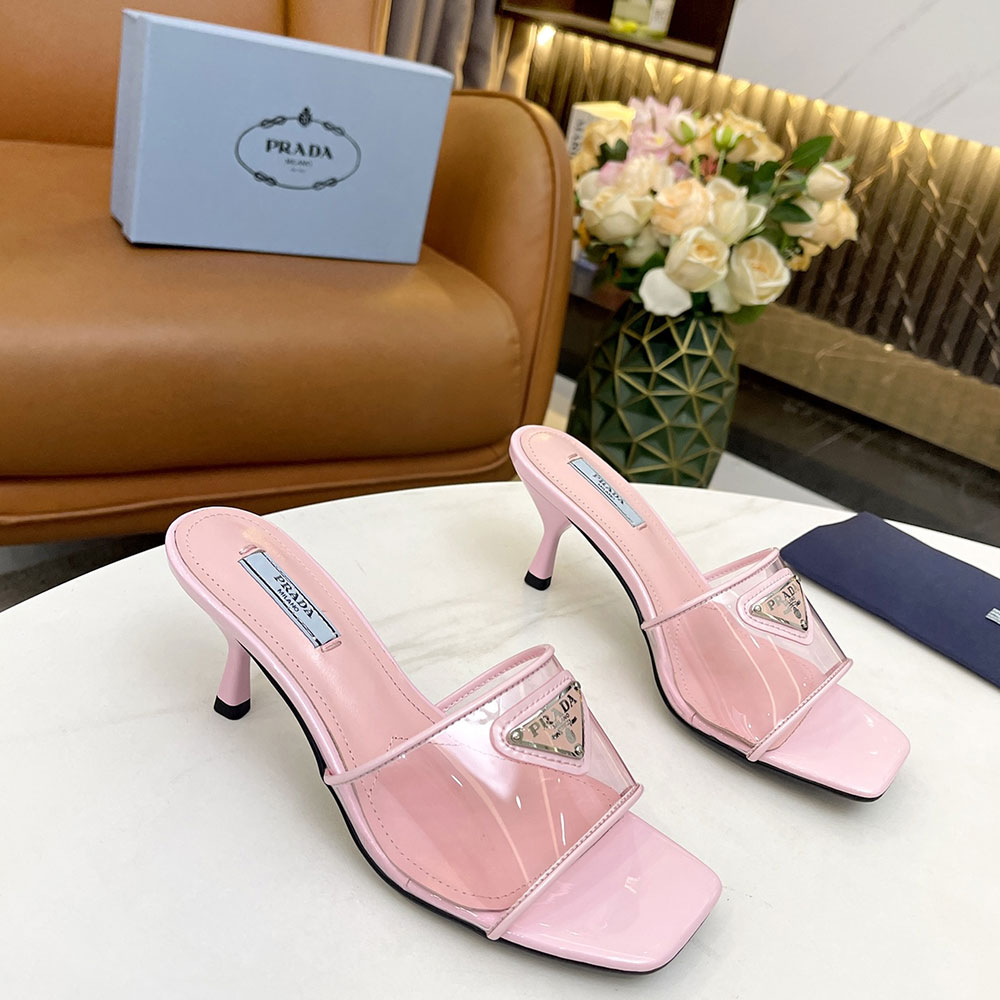 Prada Leather Heel Sandals Slide Sandal