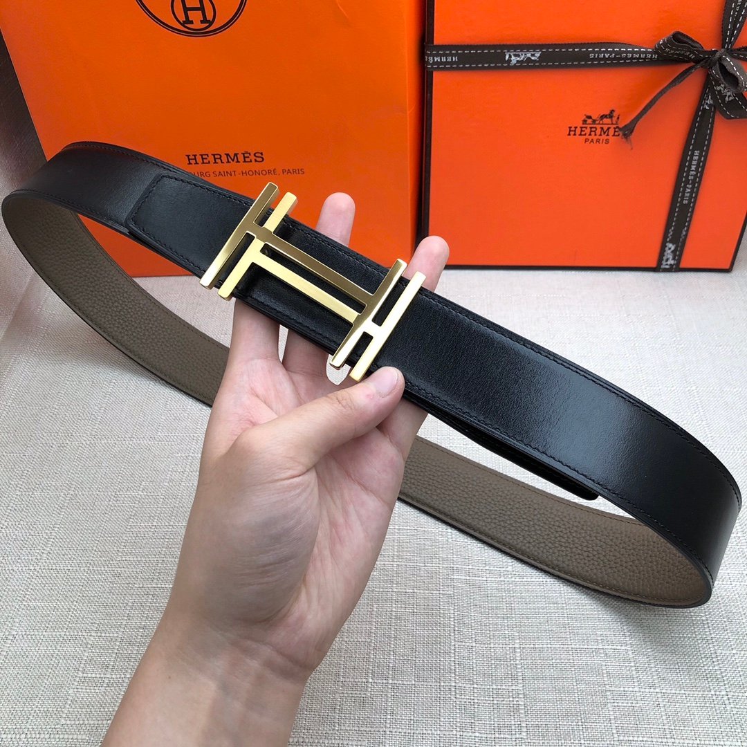 Hermes H Belt Buckle & Reversible Brown Belt 380MM