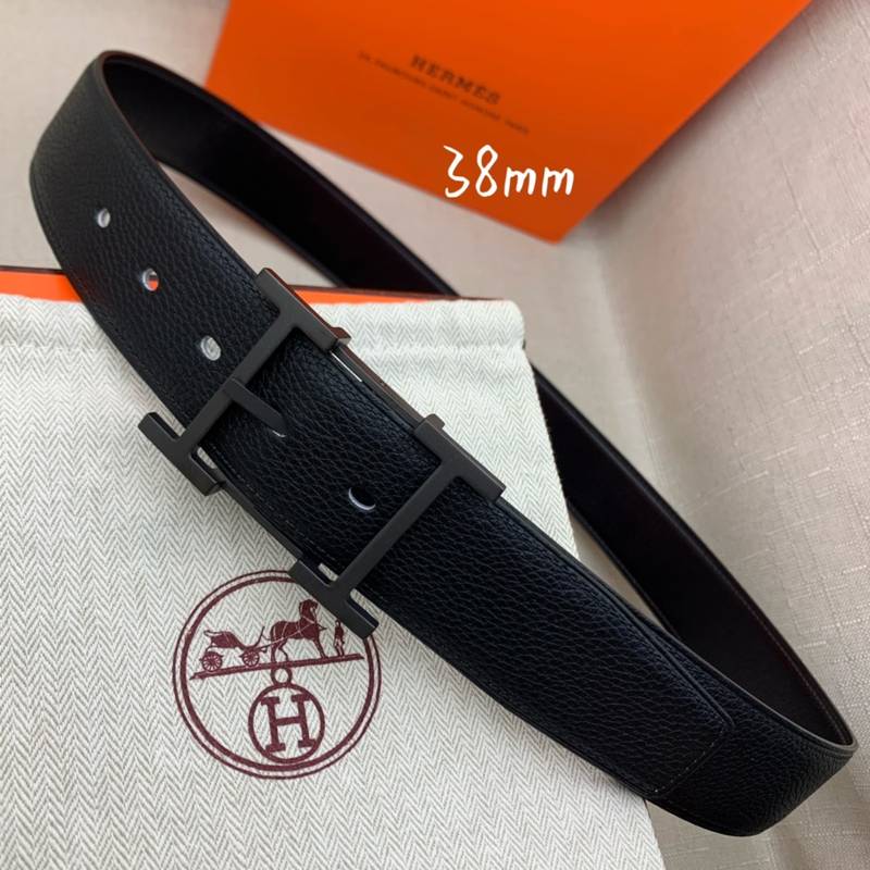 Hermes H Belt Buckle & Reversible Black Belt 380MM