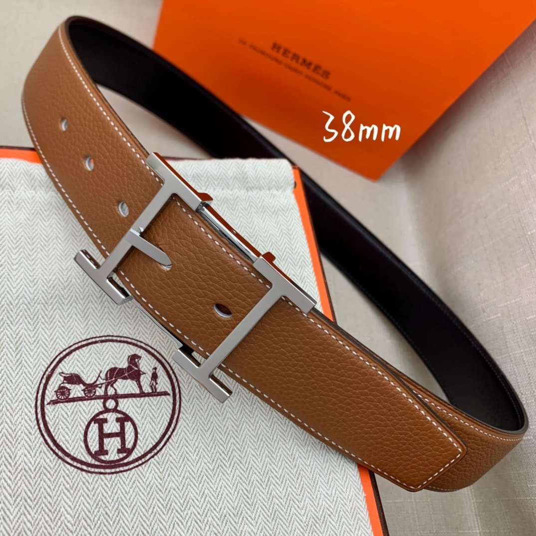Hermes H Belt Buckle & Reversible Brown Belt 380MM