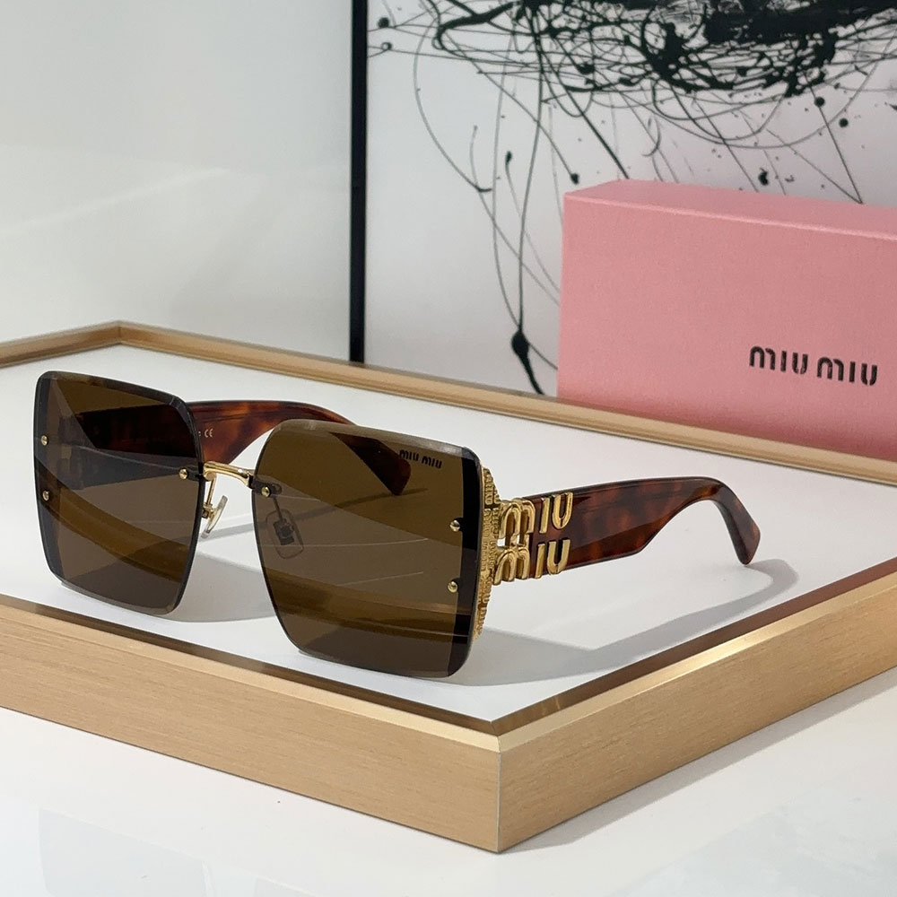 MIU MIU Mirror leg Logo Decoration Sunglasses Top quality