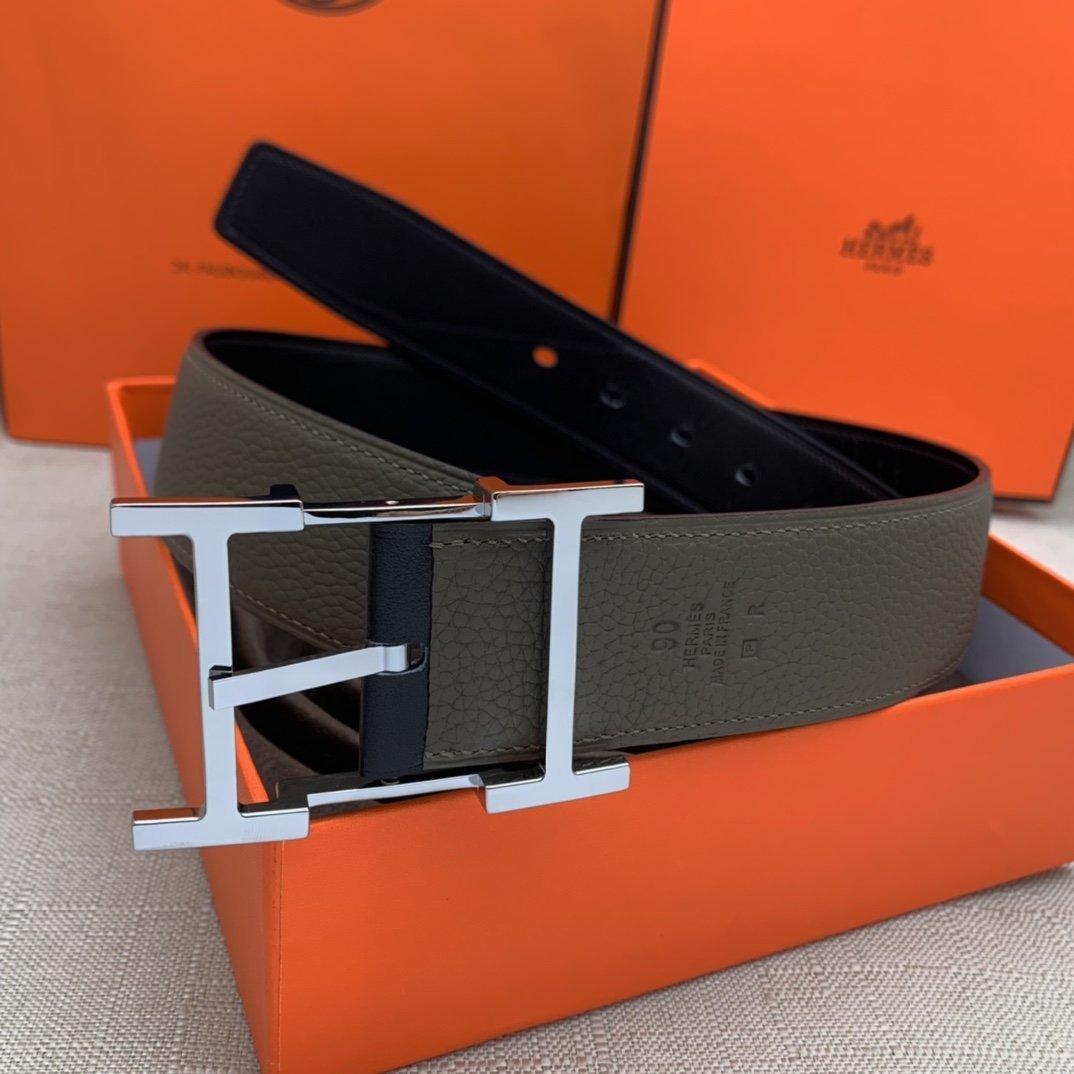 Hermes H Belt Buckle & Reversible Brown Belt 380MM