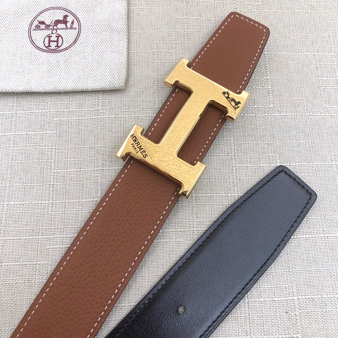 Hermes H Belt Buckle & Reversible Brown Belt 380MM