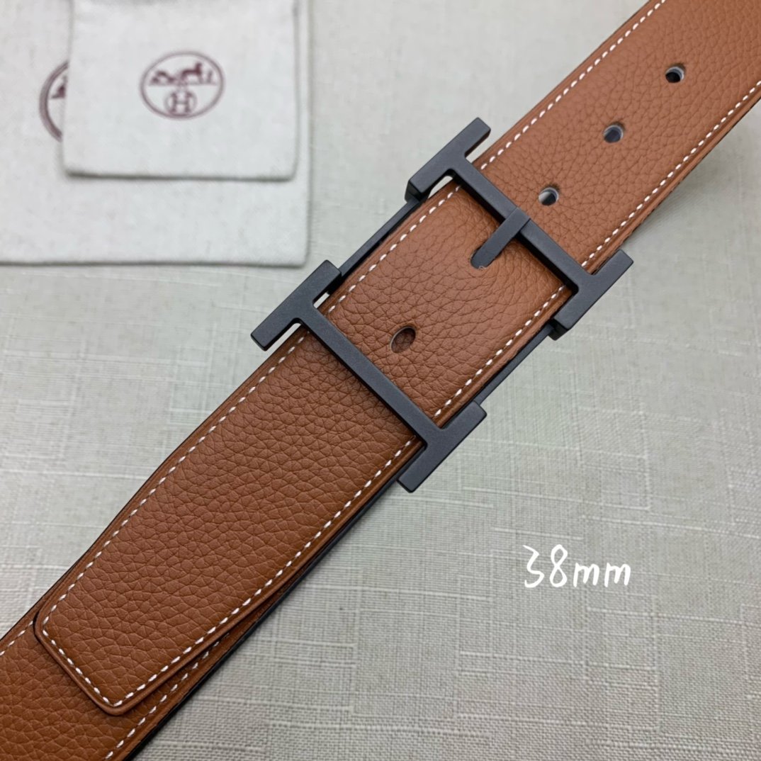 Hermes H Belt Buckle & Reversible Brown Belt 380MM