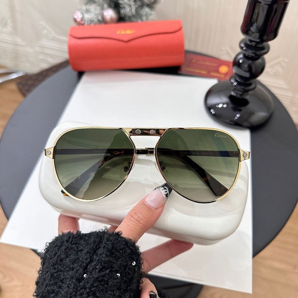 Cartier  Metal irregular Line Sunglasses Top quality