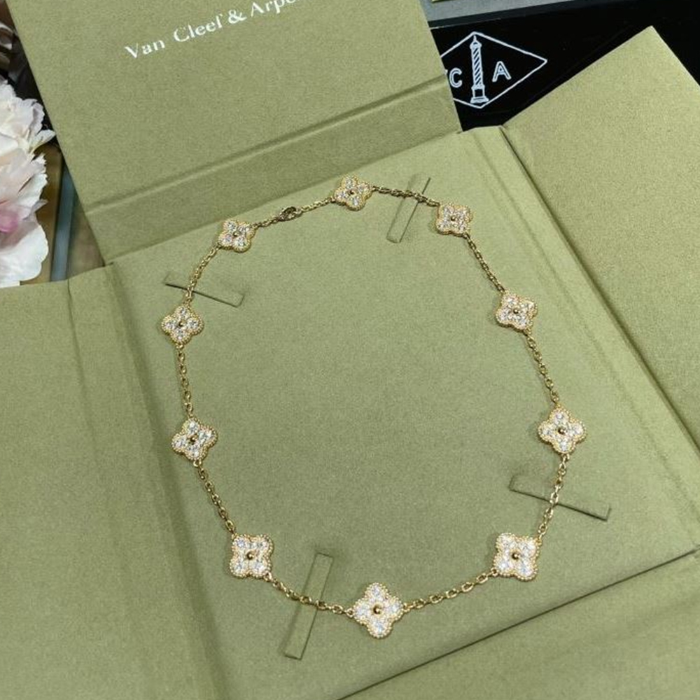 Van Cleef & Arpels Vca Diamond Four-Leaf Clover Necklace Jewelry
