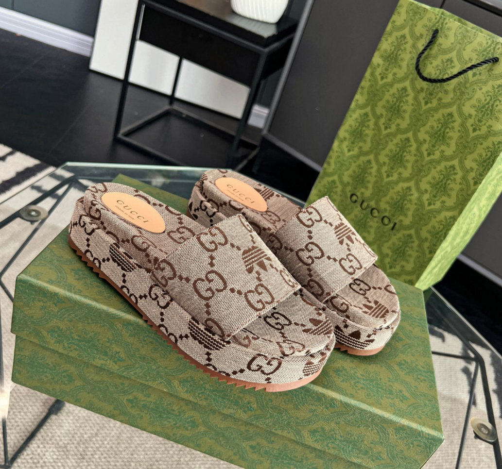 Adidas collaboration classic brown retro canvas slippers