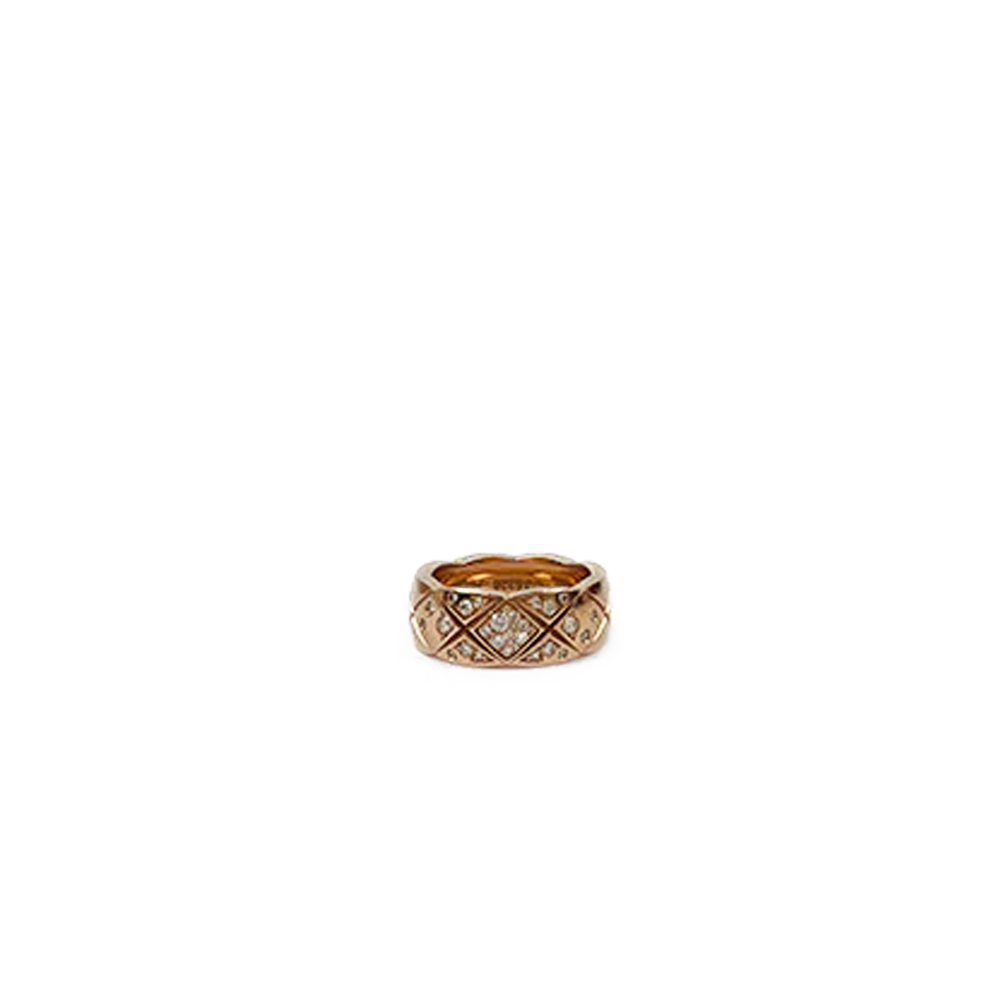 Chanel Coco Crush Quilted Ring Beige Gold