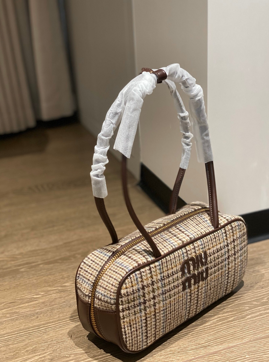 Miumiu bowling Autumn and winter houndstooth
