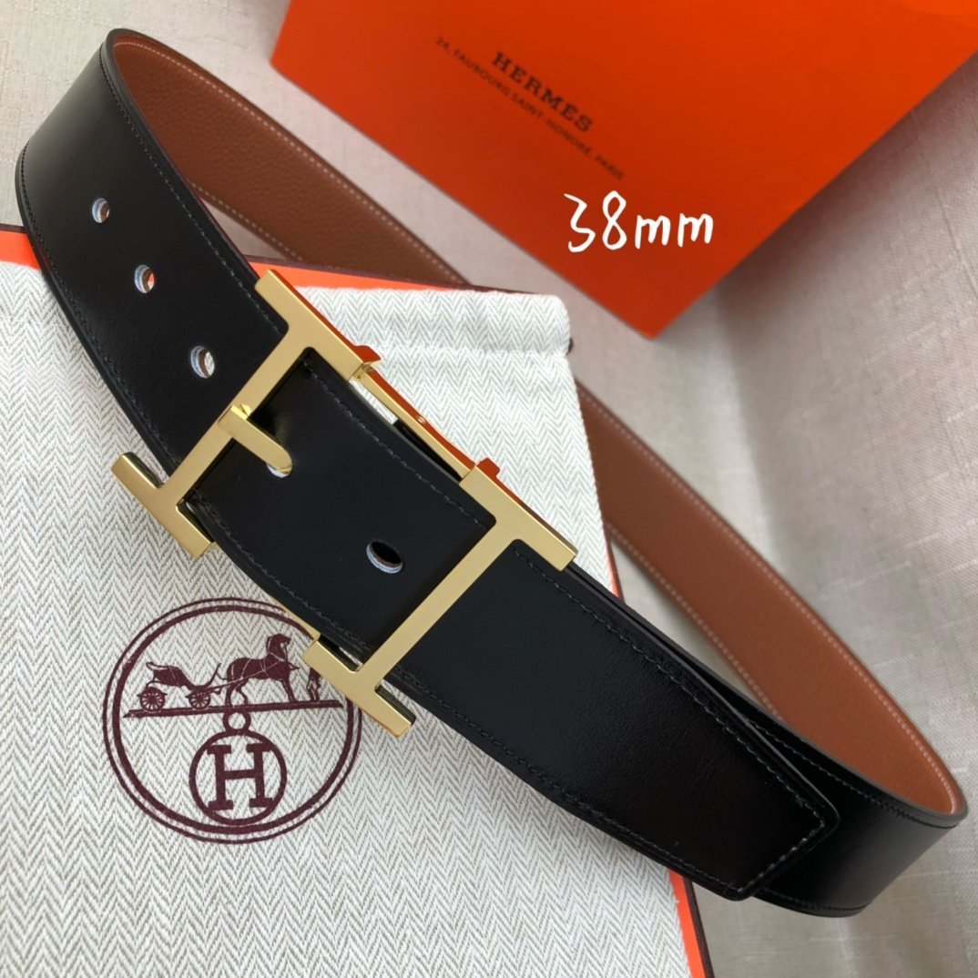 Hermes H Belt Buckle & Reversible Brown Belt 380MM