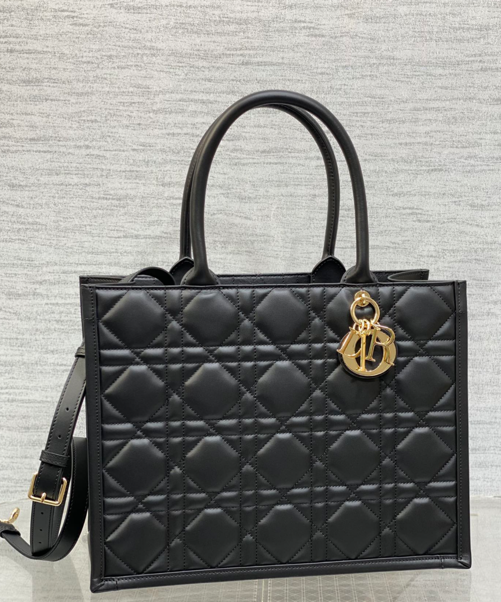 DIOR Classic Black Calf Leather Tote Bag