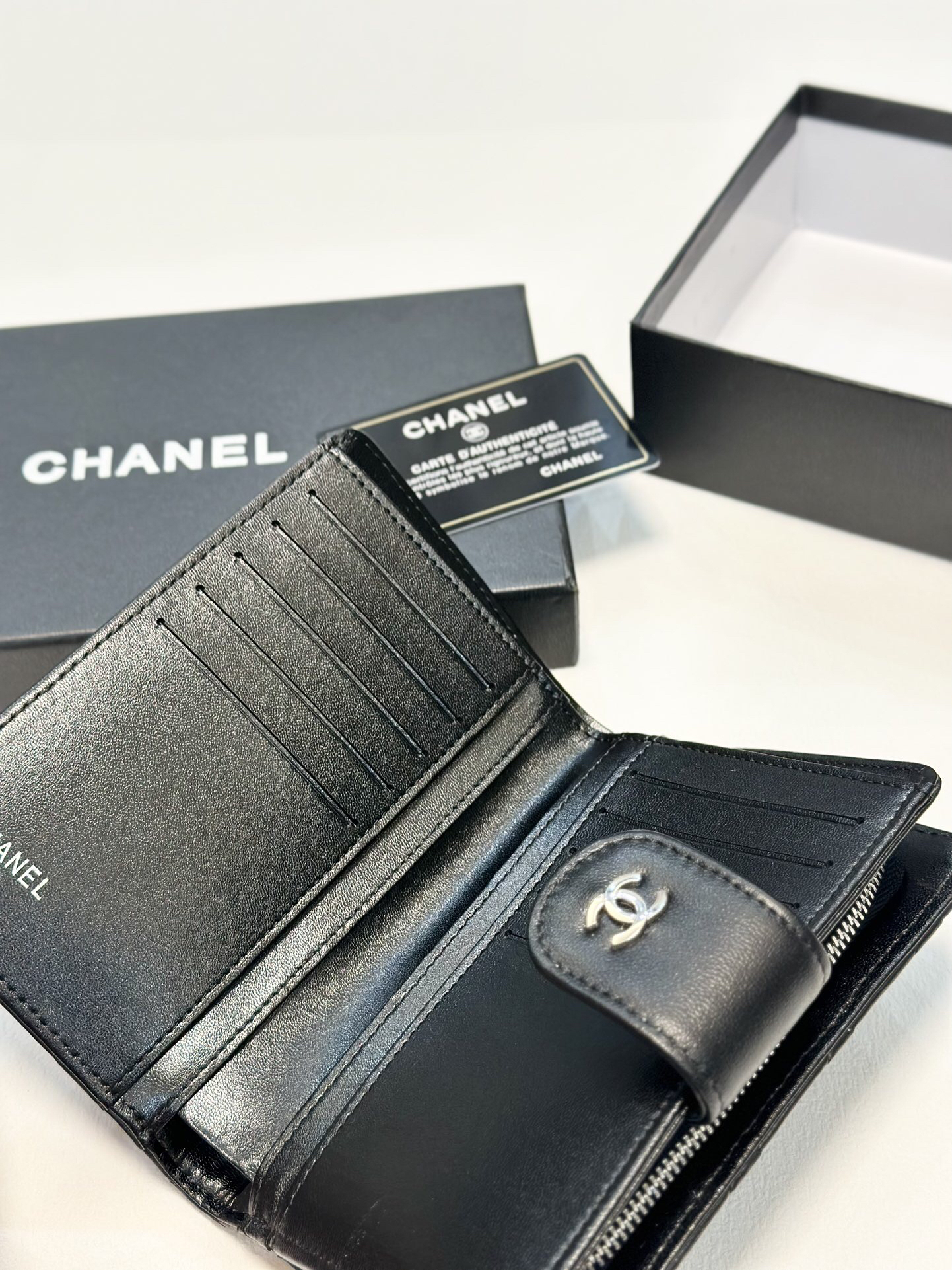 Chanel Lambskin Quilted Coin Purse Card Holder