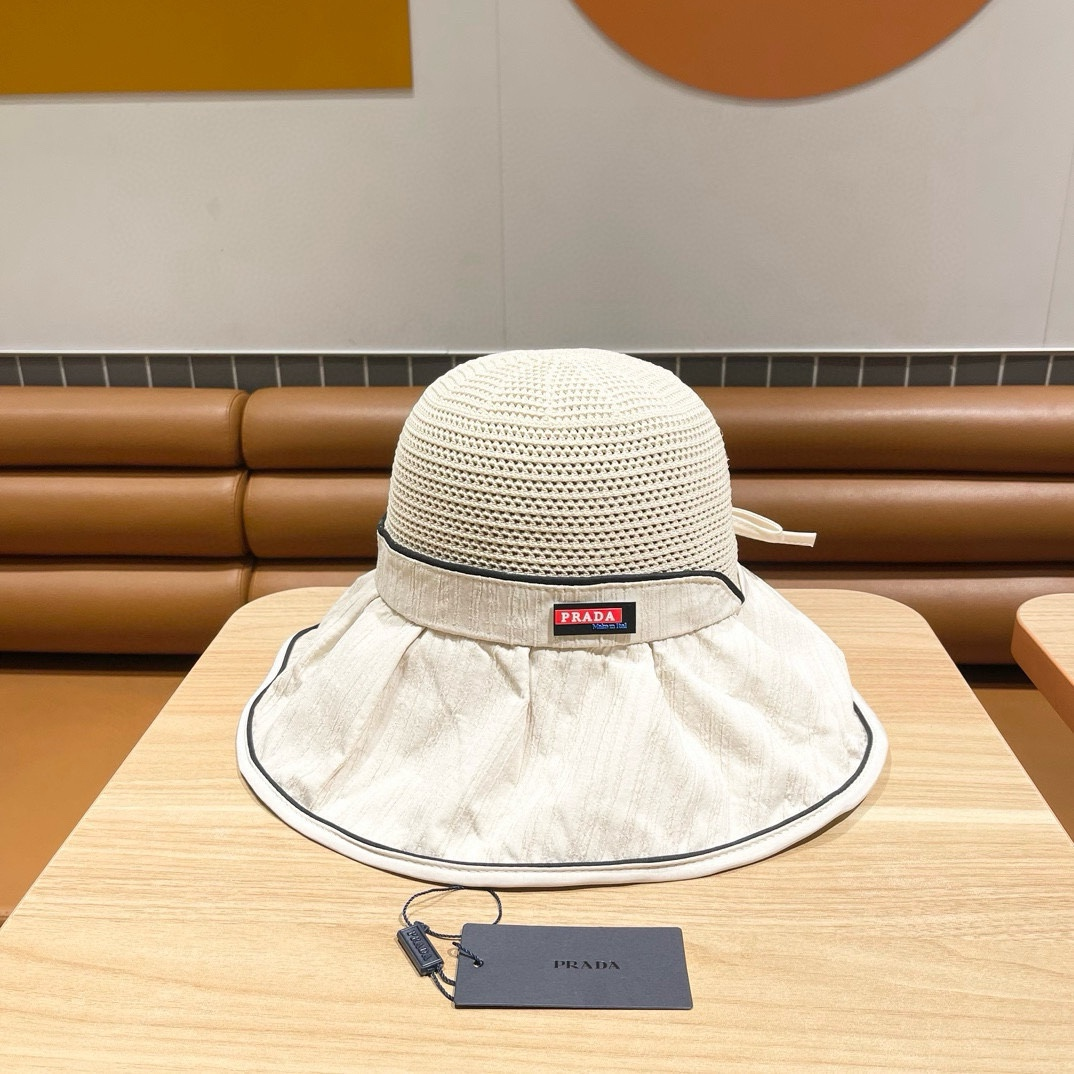 Prada Stylish Bow Fisherman Hat Sunhat