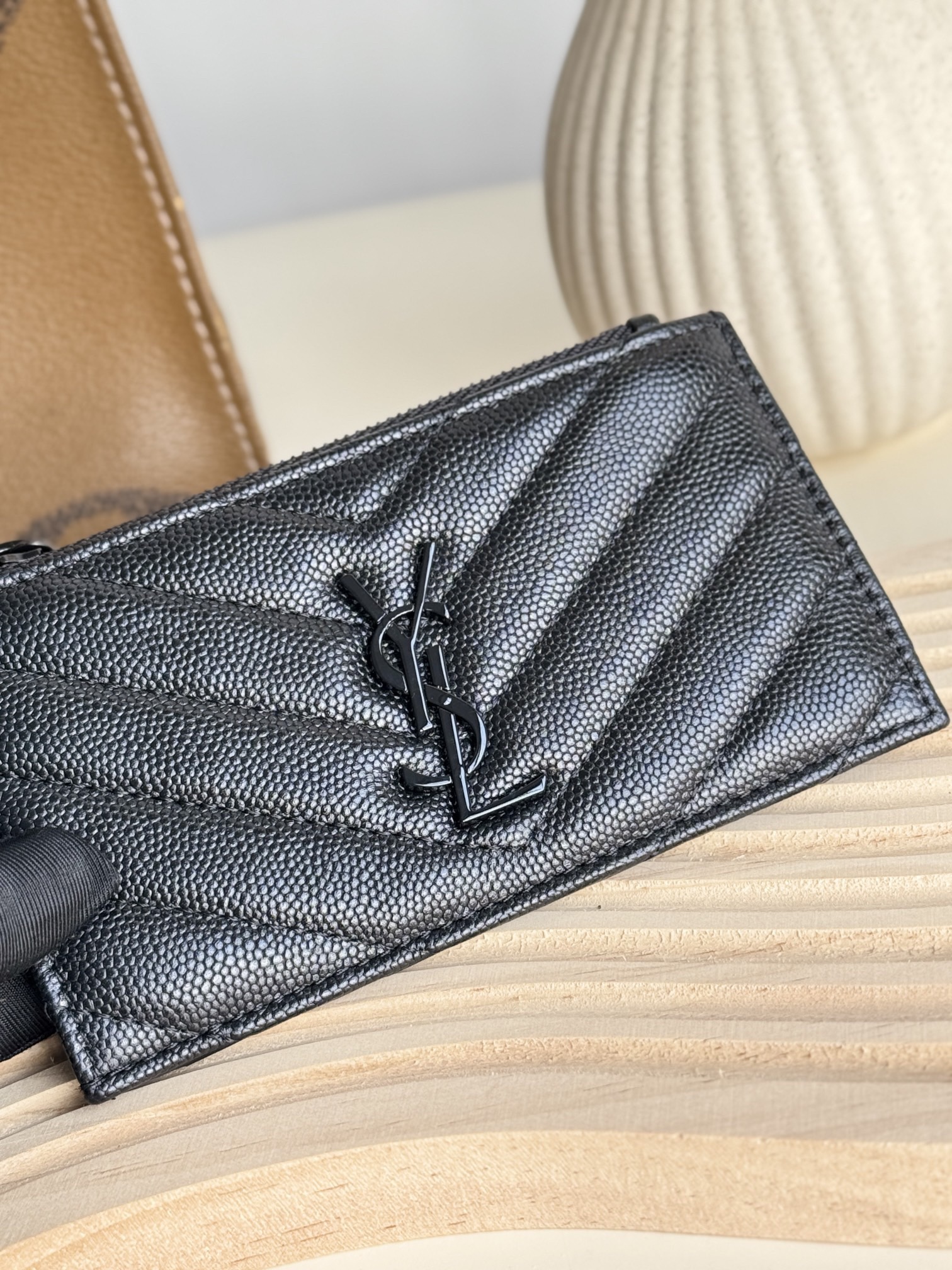 Saint Laurent Caviar Zip Card Holder