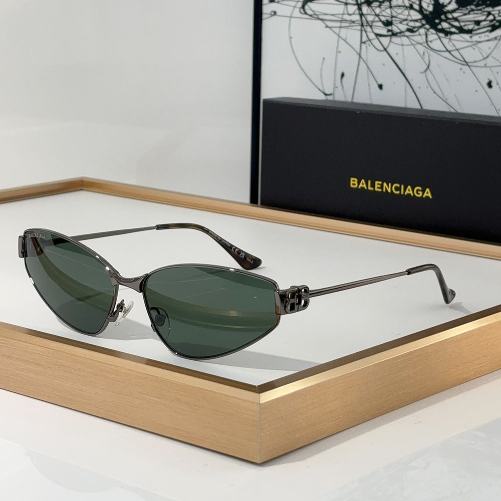Balenciaga  Metal Thin Mirror leg Strap Logo   sunglasses Top quality