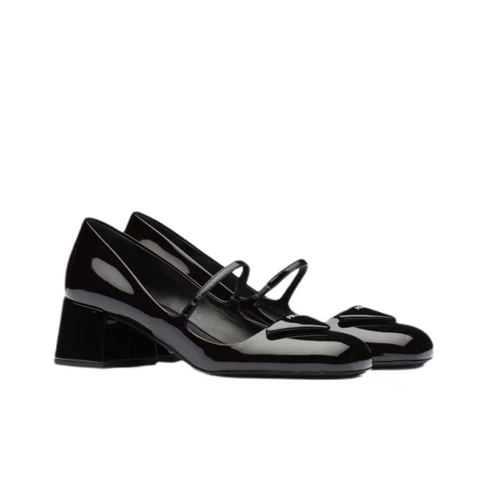 Prada Patent Leather Medium Low 4.5CM Sandals Slide