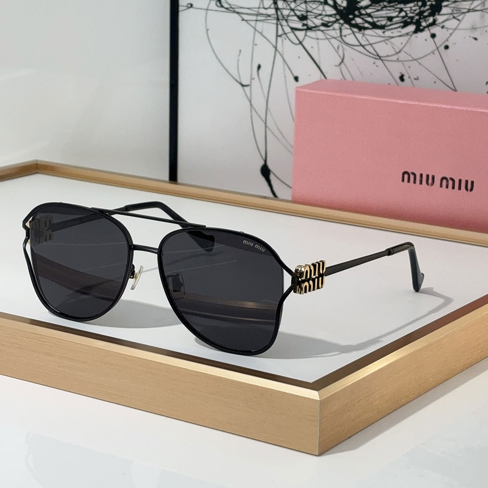 MIU MIU  Slim Metal Logo Mirror Legs Sunglasses Top quality
