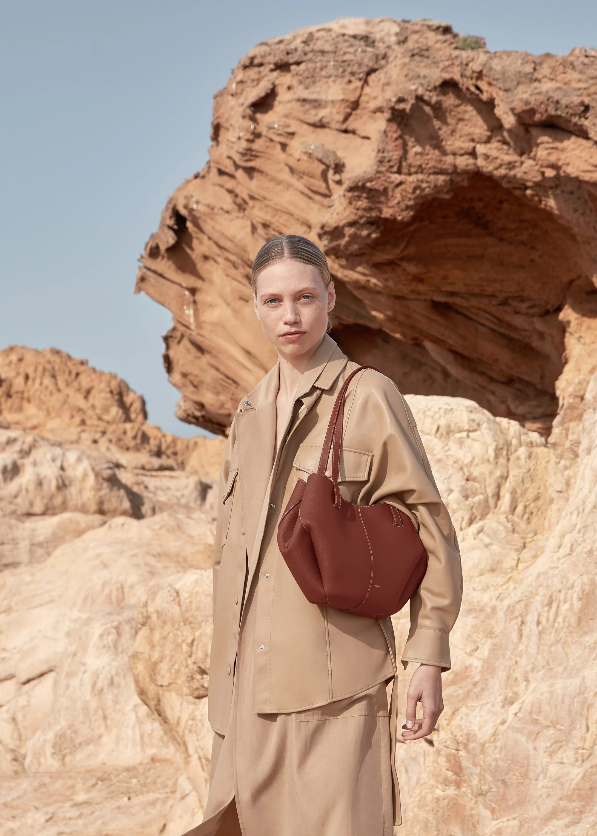 Polène Cyme Mini - Textured Cognac