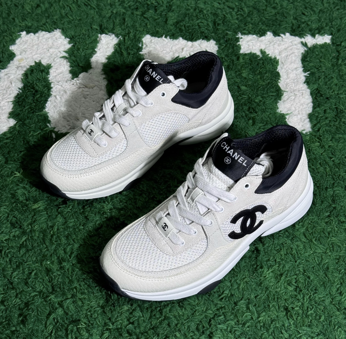 Chanel black and white panda running shoes
