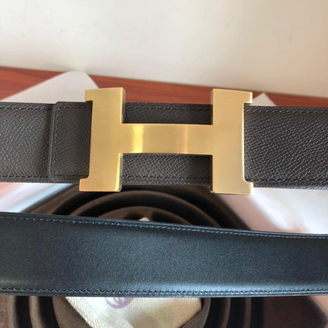 Hermes Mini Constance Guillochee Belt Buckle & Reversible Grey Belt 380MM