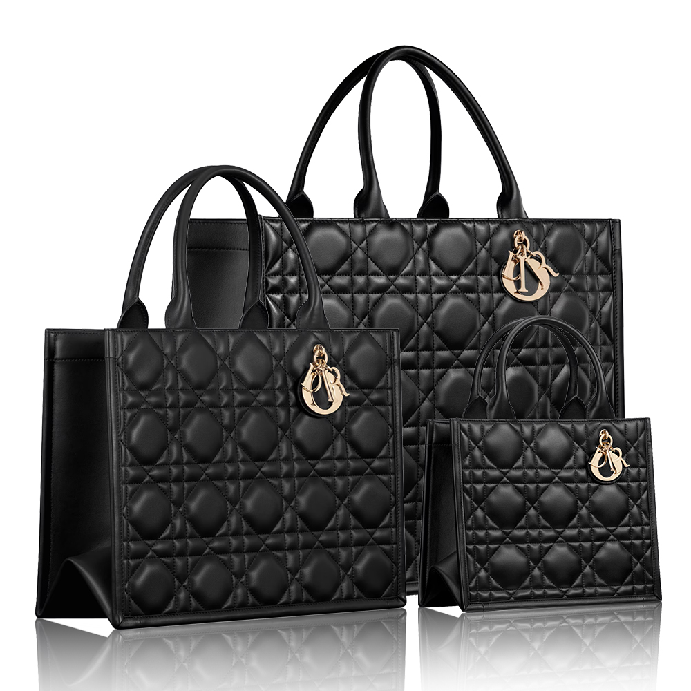 DIOR Book Tote Lambskin Leather Shoulder Bag Handbag