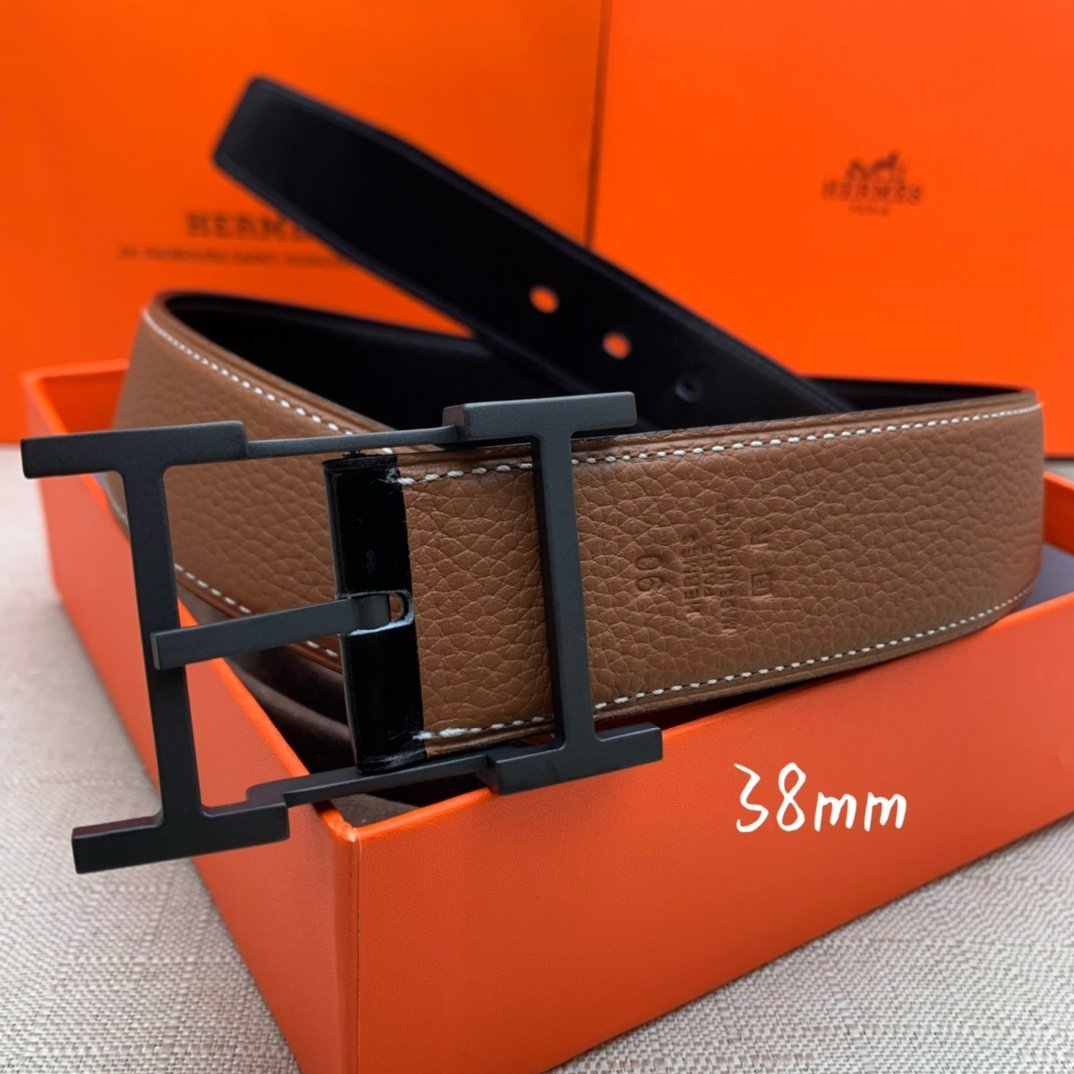 Hermes H Belt Buckle & Reversible Brown Belt 380MM