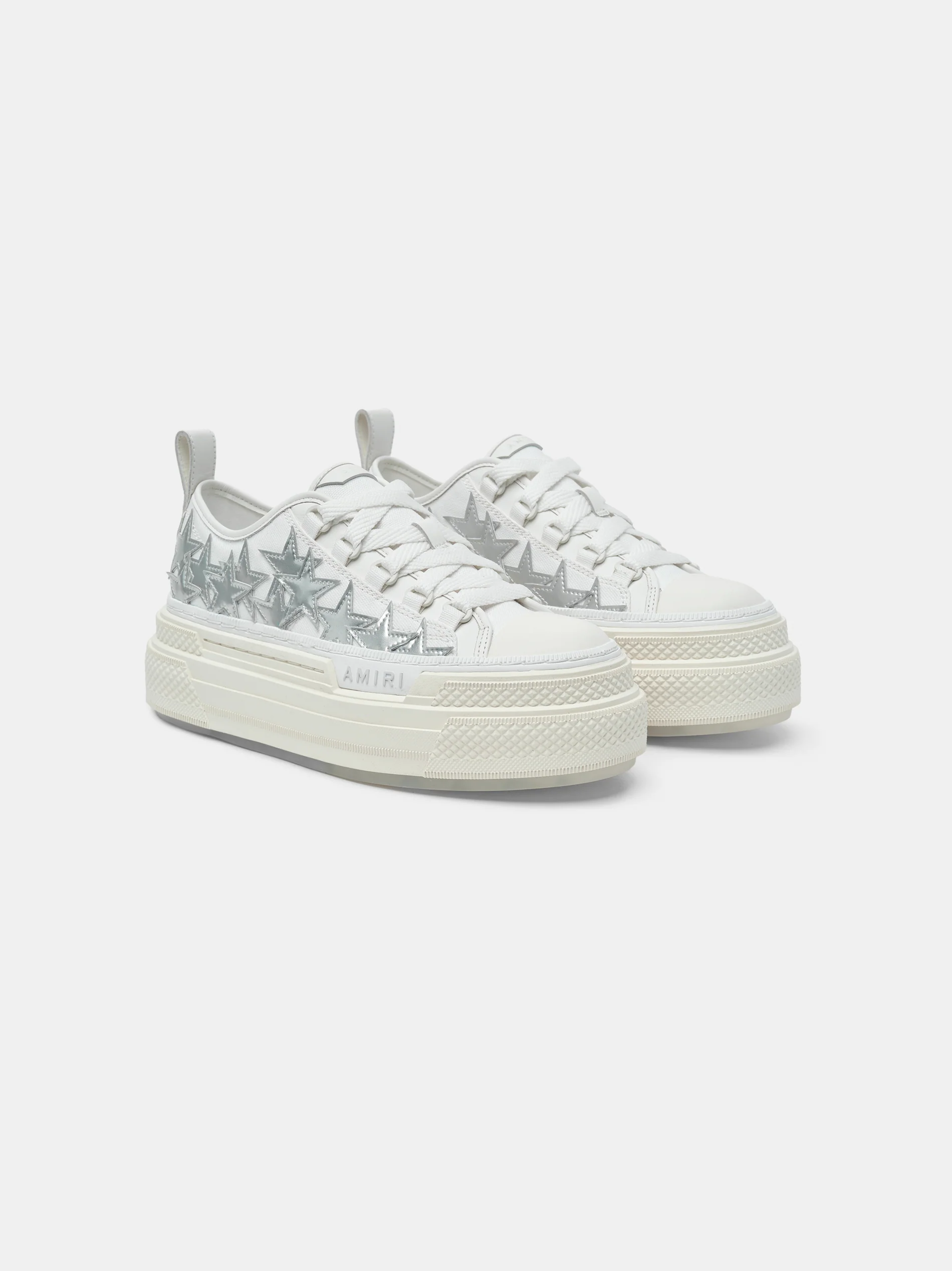AMIRI WOMEN - WOMEN'S METALLIC PLATFORM STARS COURT - White Silver