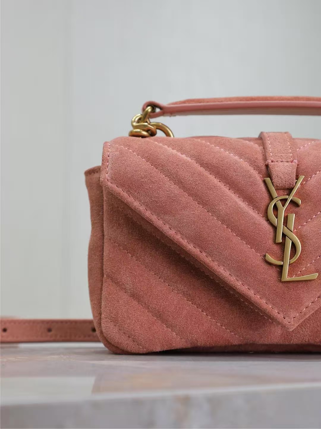 Saint Laurent YSL COLLEGE suede mini bag