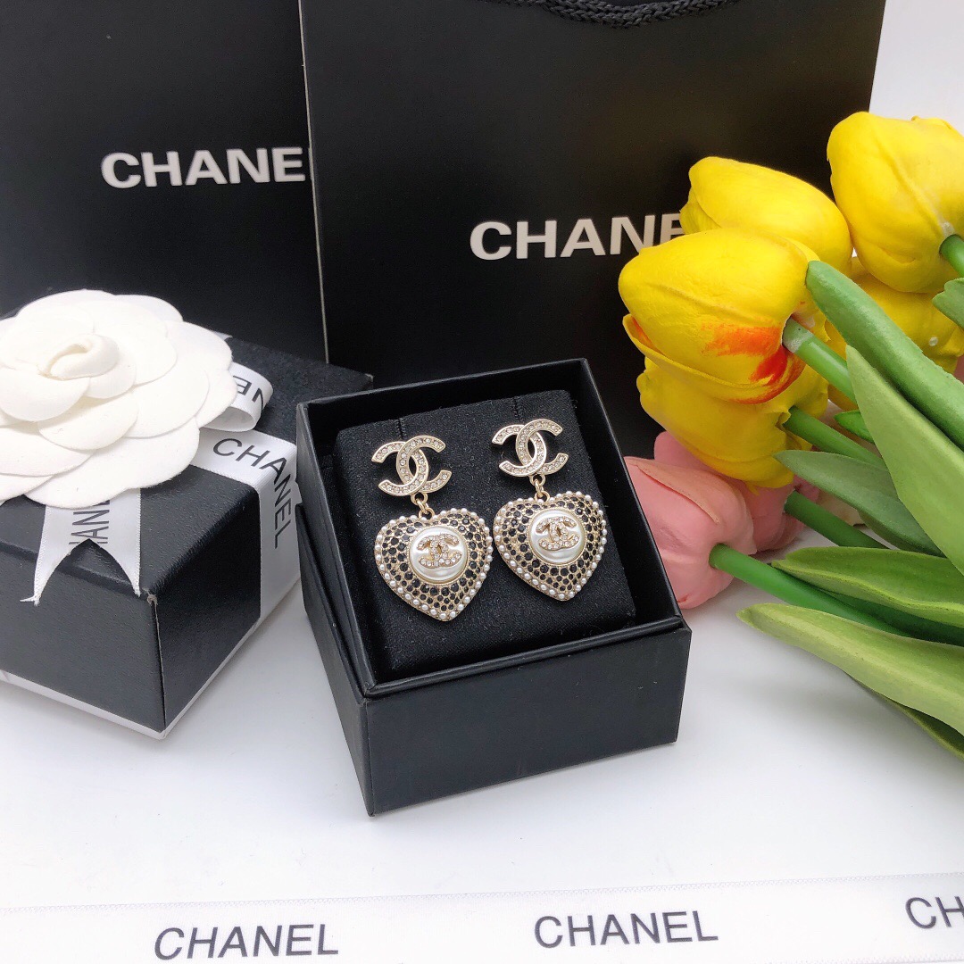 Chanel Love Stud Earrings Black Diamond