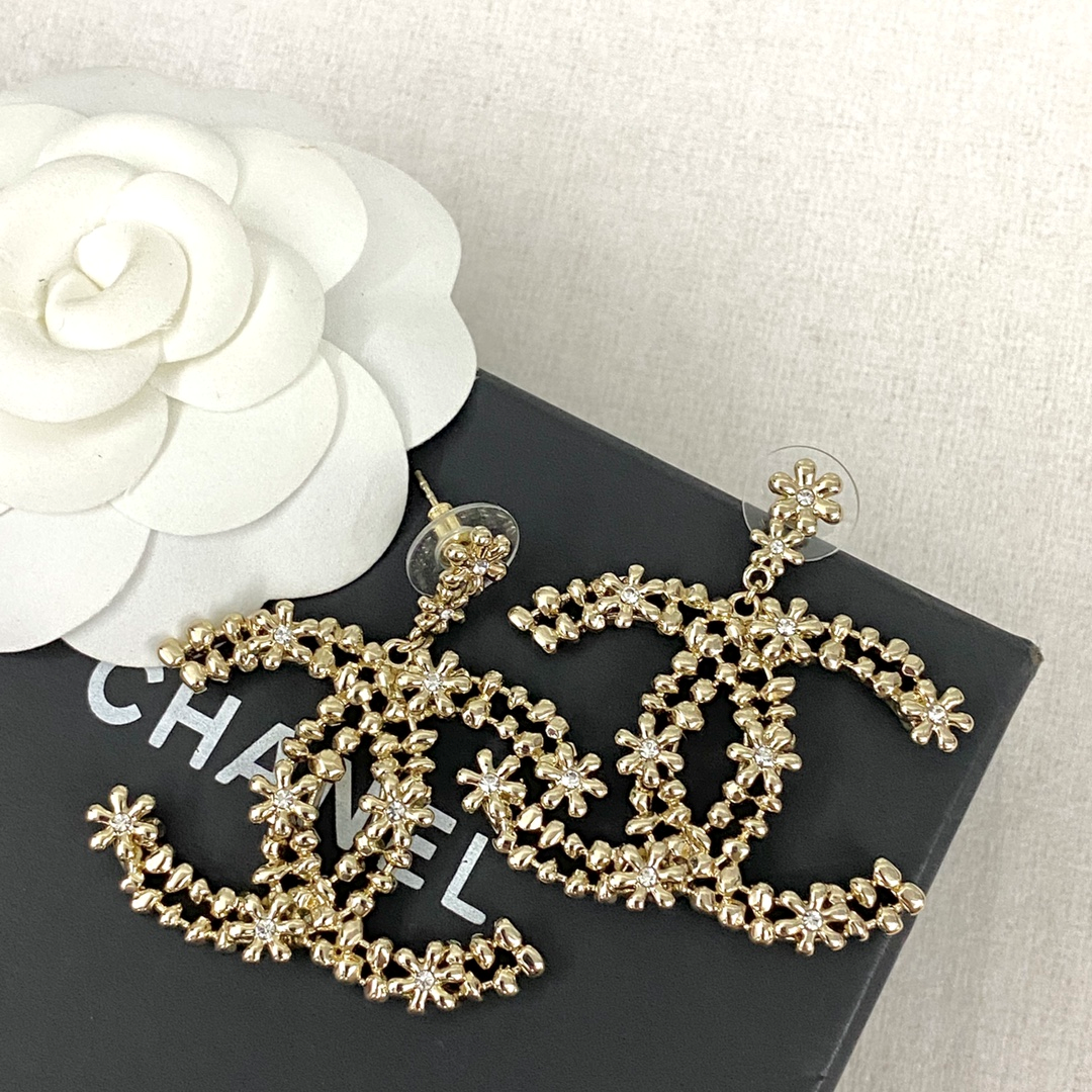 Chanel Hollow Double C Earrings Jewelry