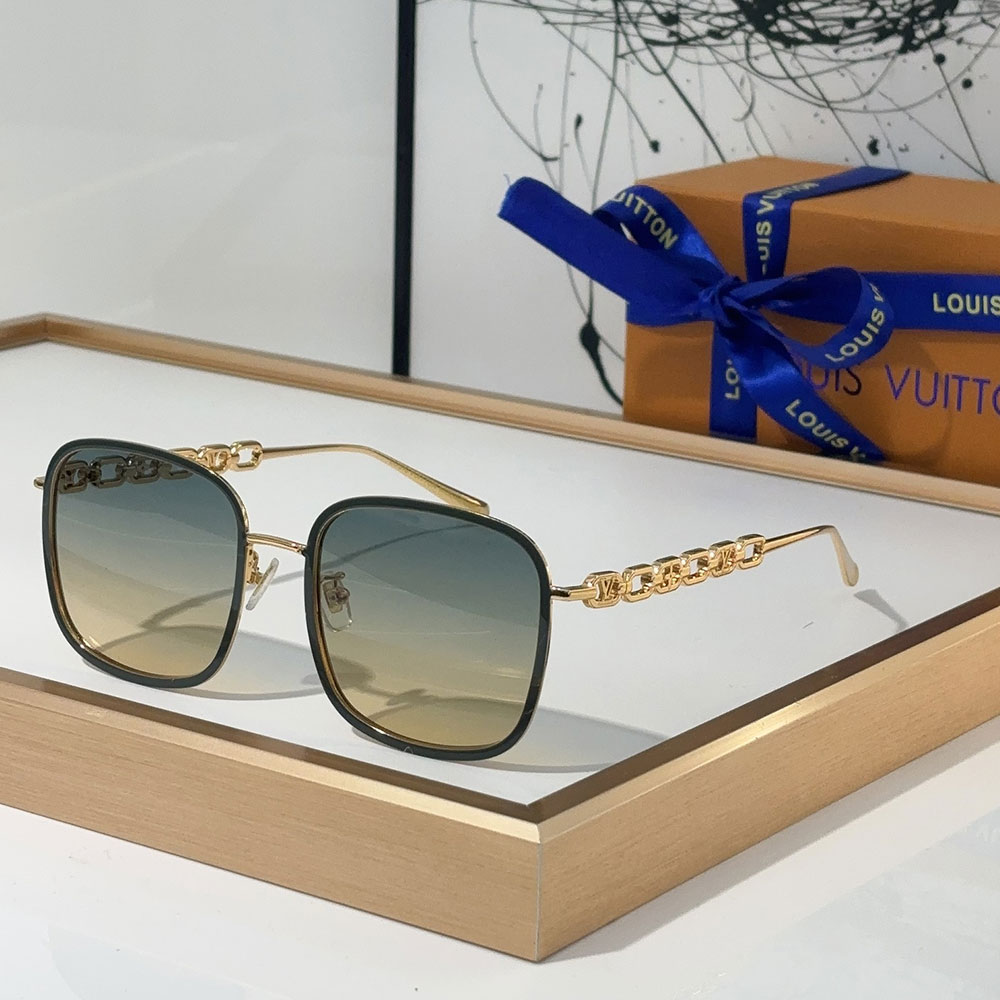 Louis Vuitton LV Mirror Leg Hollowed Out Logo sunglasses Top quality