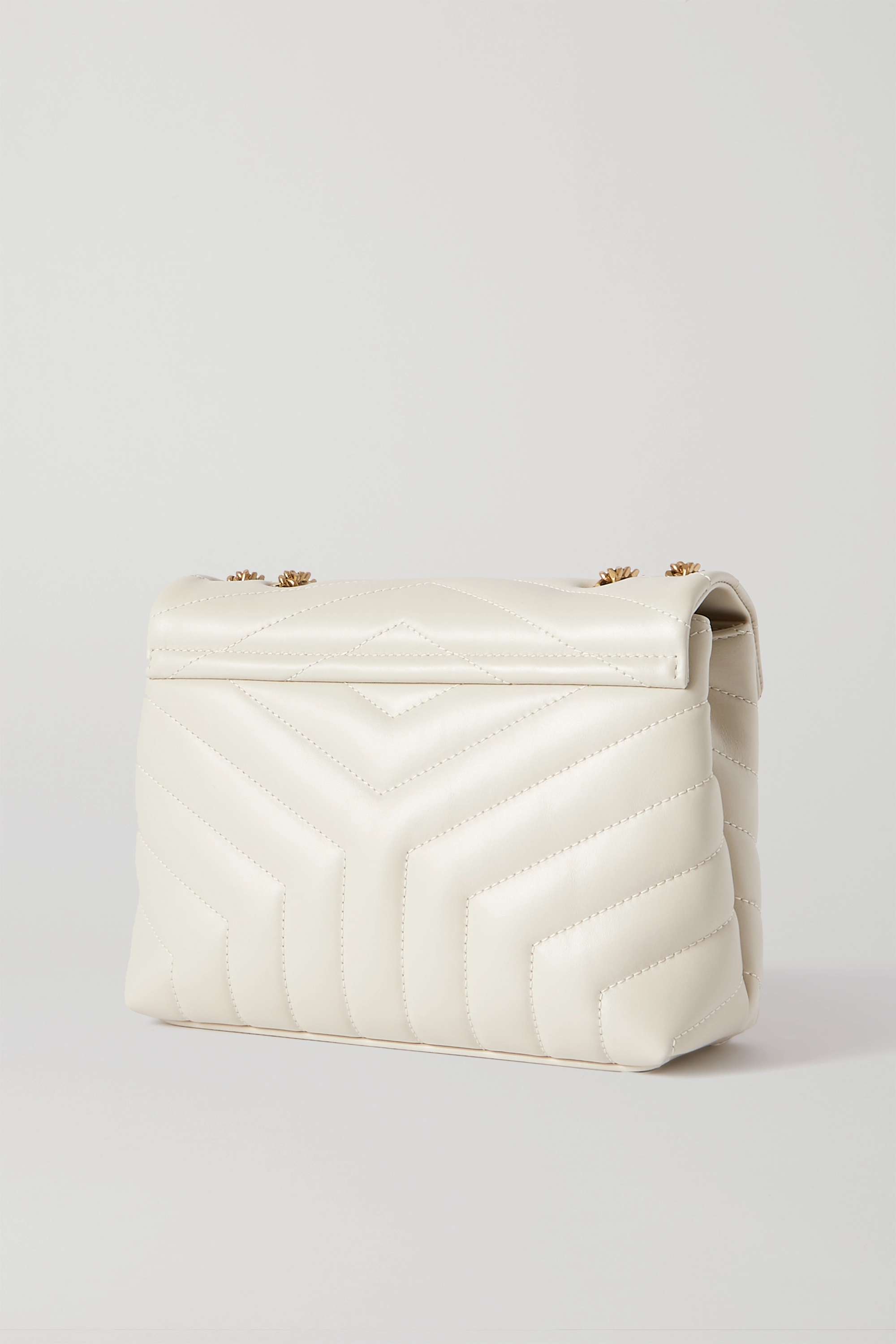 SAINT LAURENT Loulou small quilted leather shoulder bag white