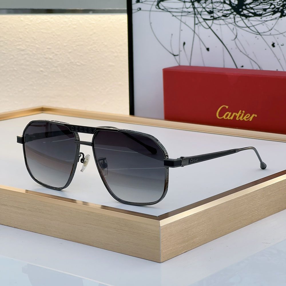 Cartier Metal Mirror Leg Logo Sunglasses Top quality
