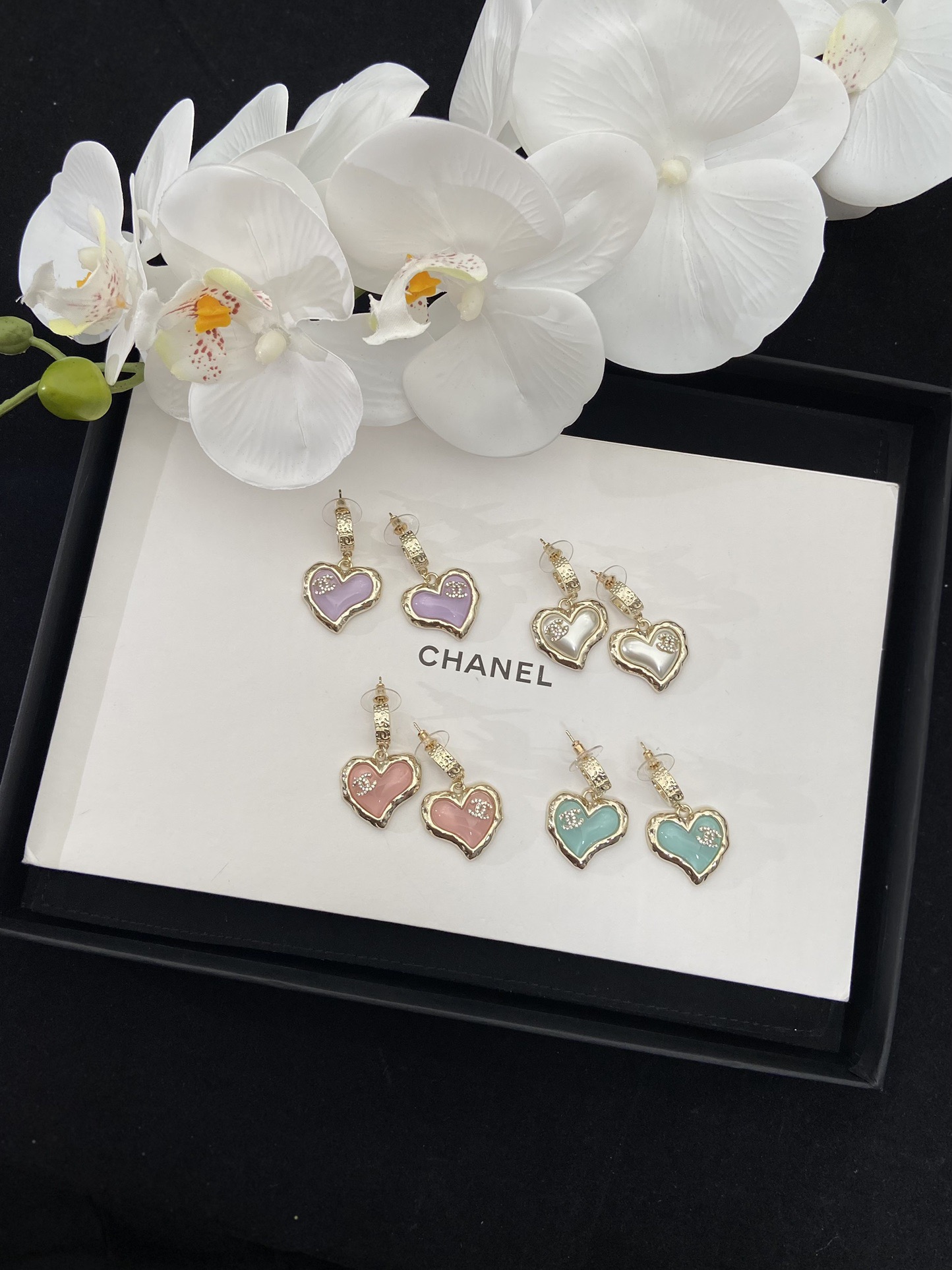 Chanel Heart Glass Earrings