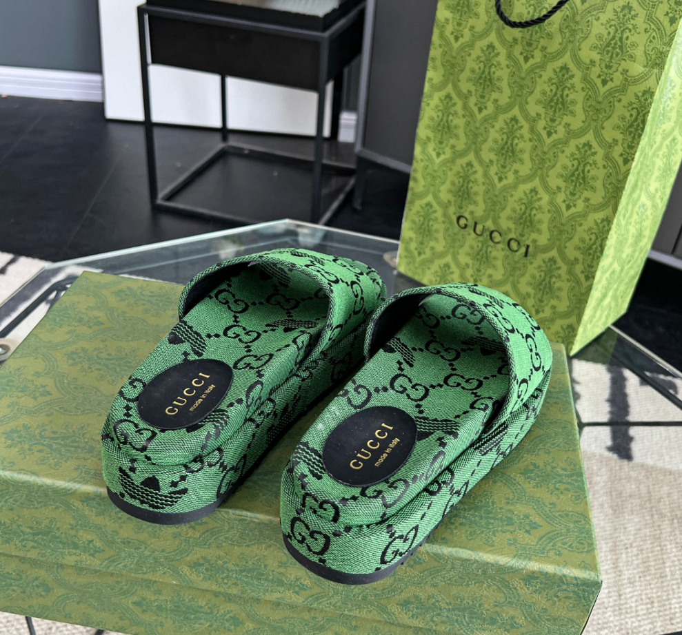Adidas collaboration classic green retro canvas slippers