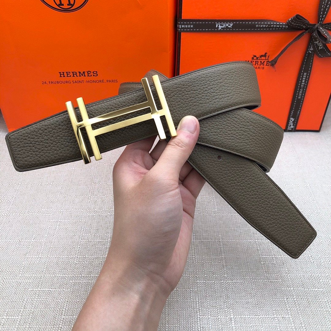 Hermes H Belt Buckle & Reversible Brown Belt 380MM