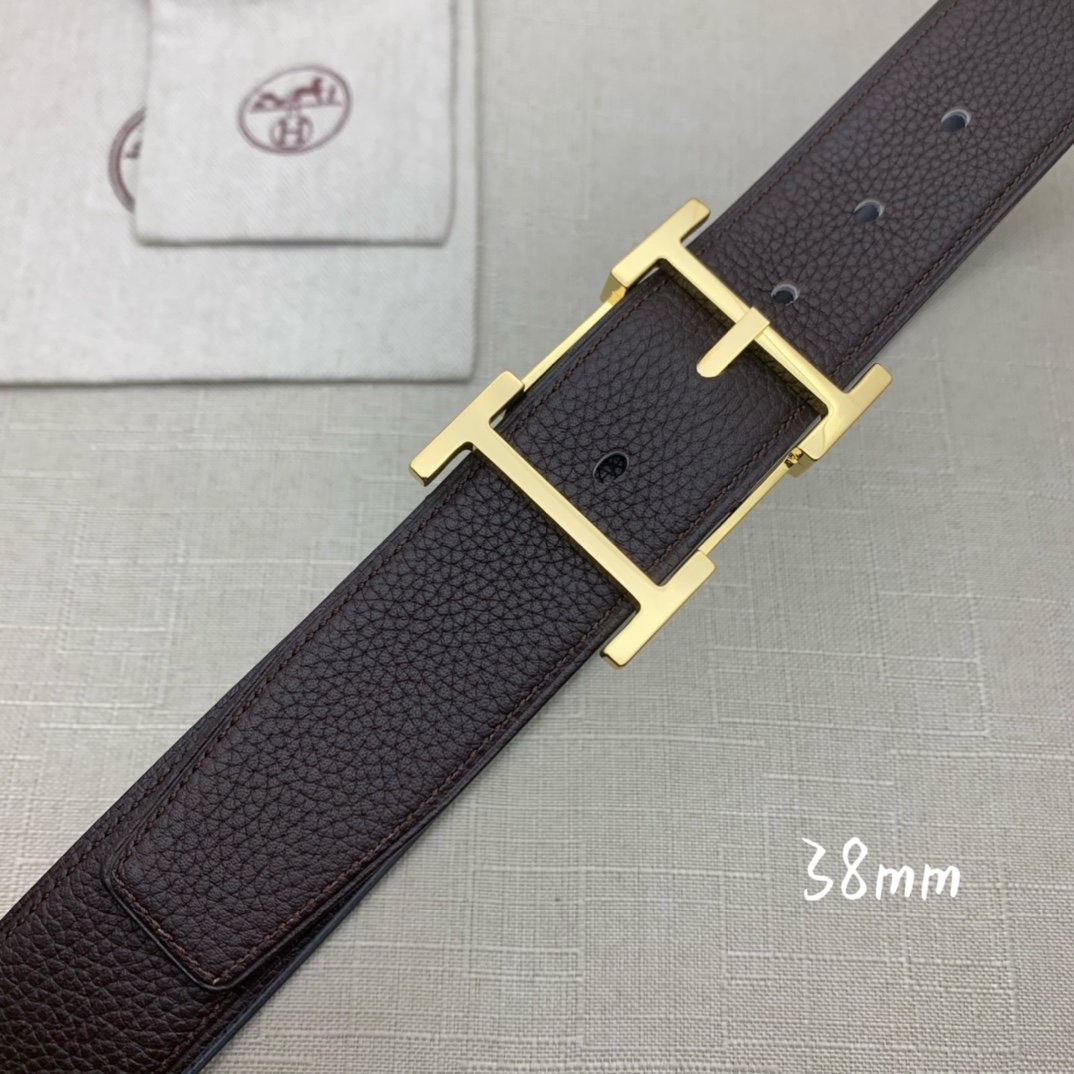 Hermes H Belt Buckle & Reversible Black Belt 380MM