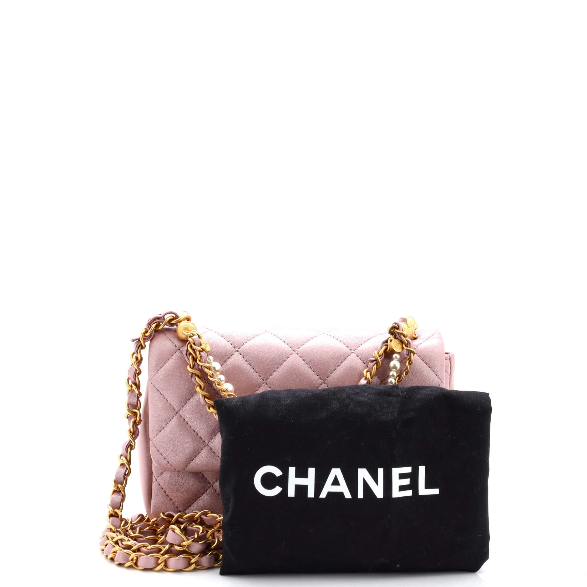 Chanel Pearl Twist Single Flap Bag Quilted Shiny Lambskin Mini