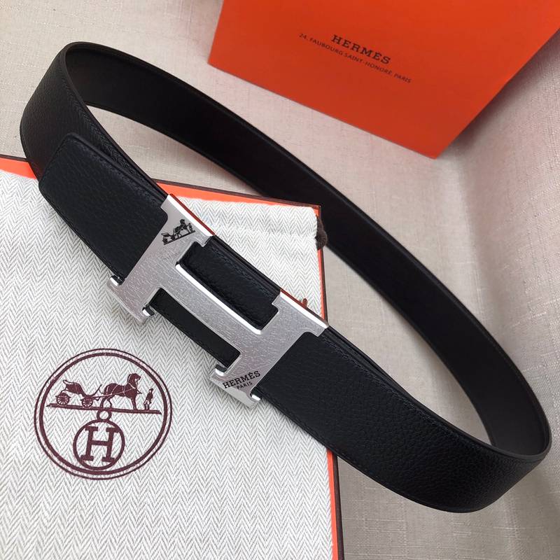 Hermes H Belt Buckle & Reversible Black Belt 380MM