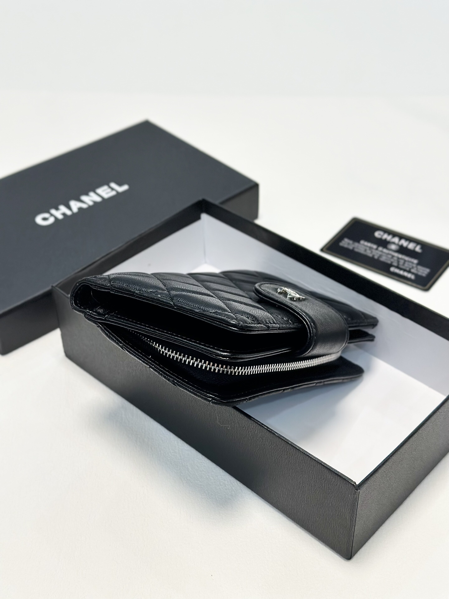 Chanel Lambskin Quilted Coin Purse Card Holder