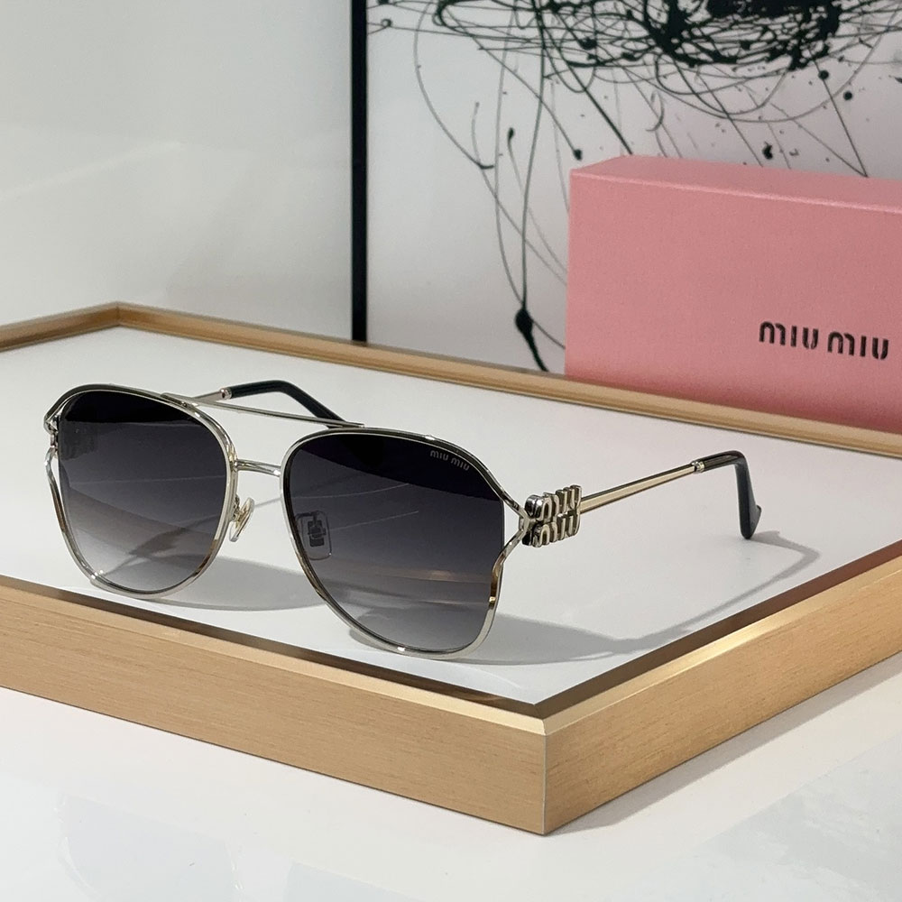MIU MIU  Slim Metal Logo Mirror Legs Sunglasses Top quality