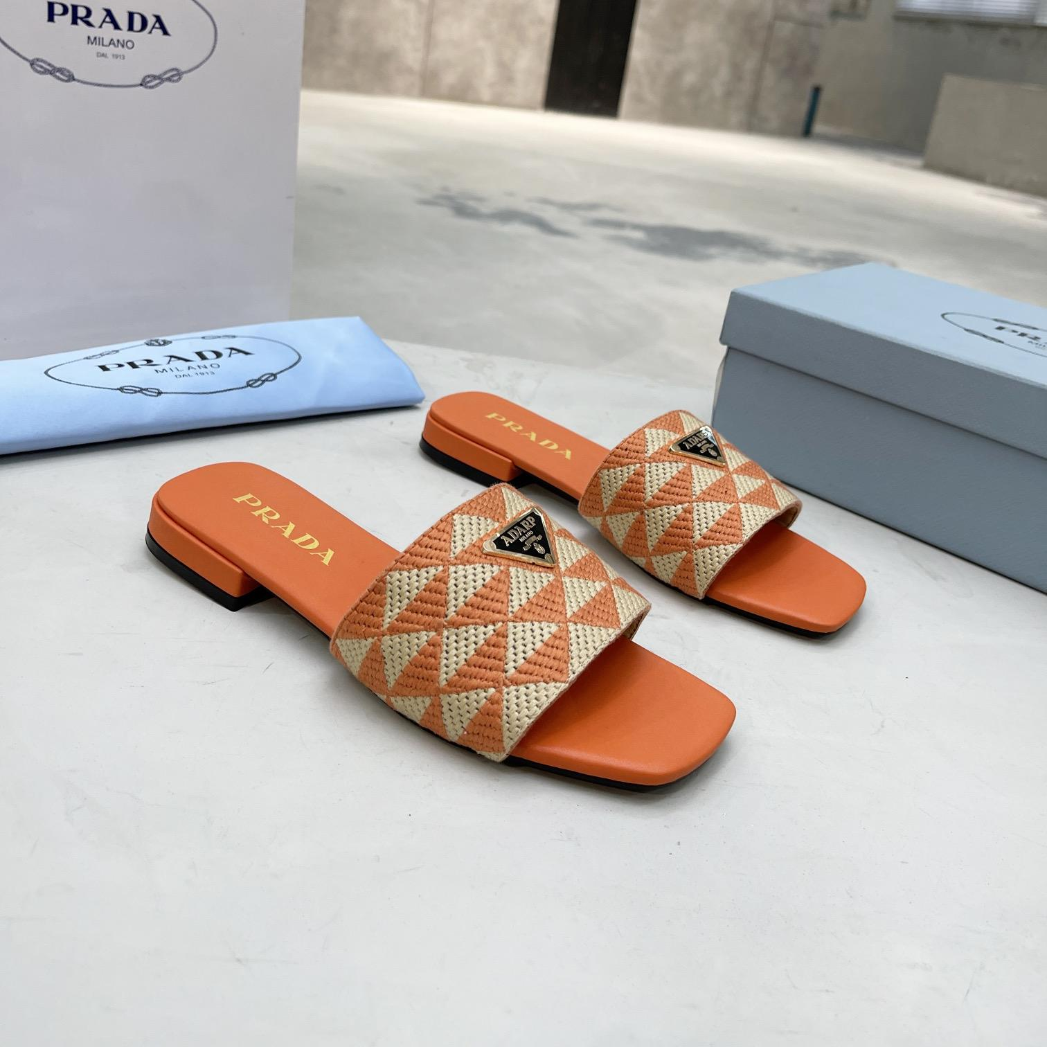 Prada Fabric Flat Bottom Slide Sandal