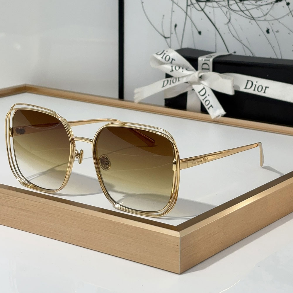 Dior Gold Metal Gold Frame Fashion sunglasses Top quality