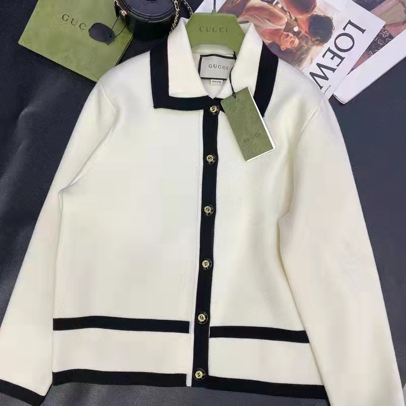 Gucci GG Men Wool GG Piquet Jacquard Polo Shirt Interlocking G Embroidery