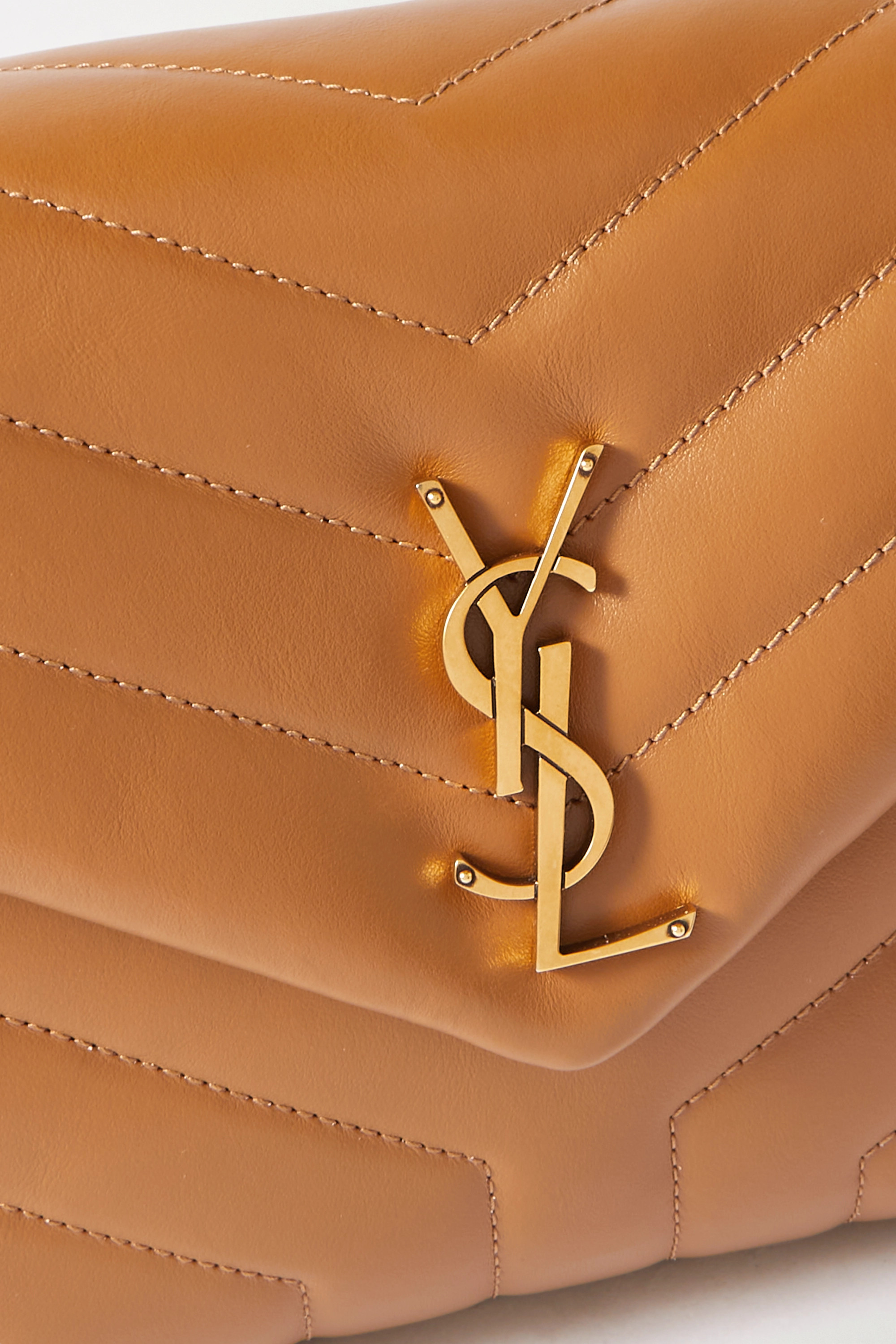 SAINT LAURENT Loulou small quilted leather shoulder bag tan