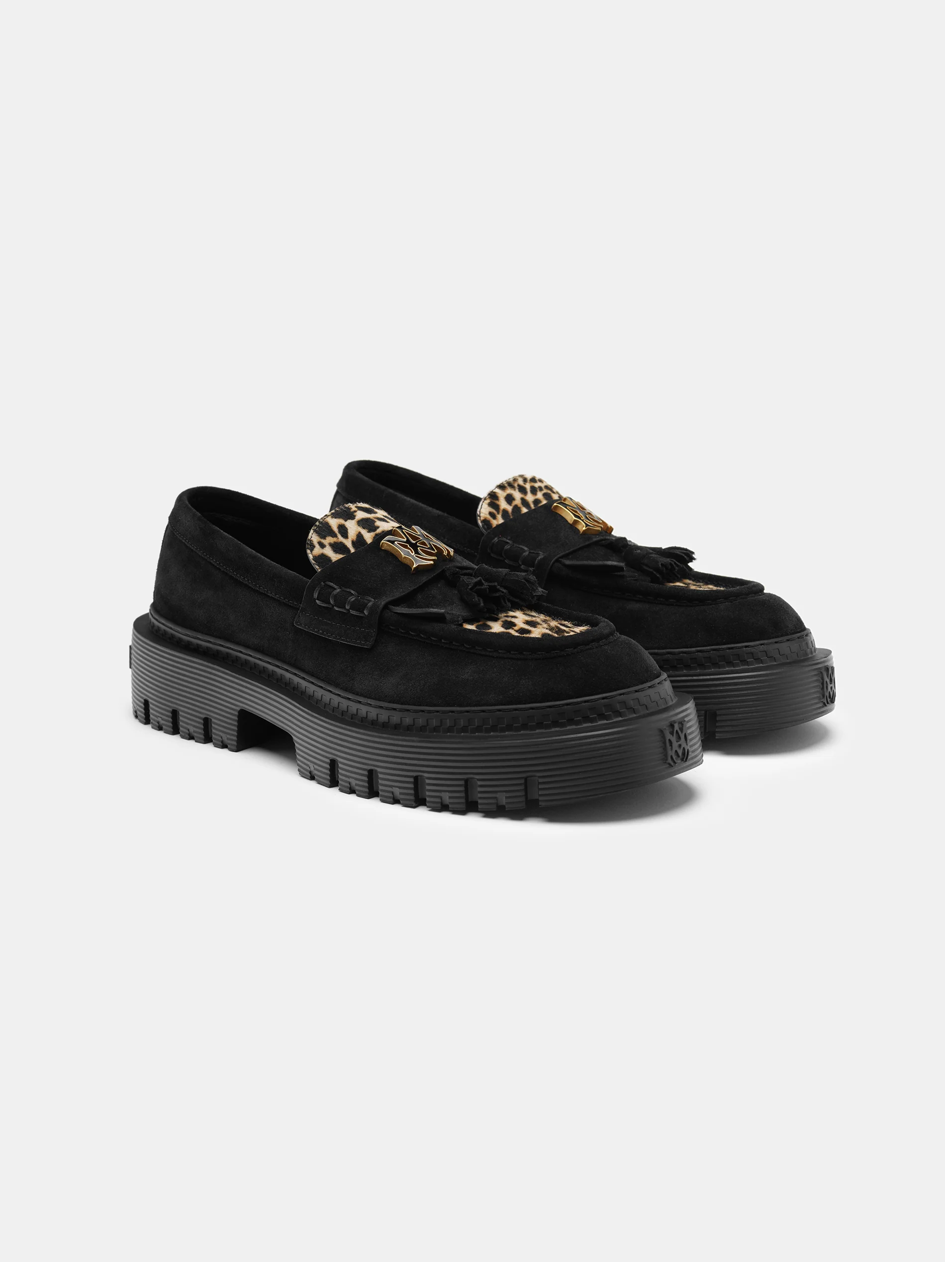 AMIRI MA TASSLE LEOPARD JUMBO LOAFER - Black